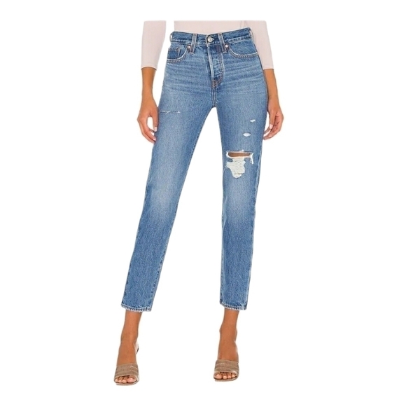 NWT Levi's Wedgie Icon Fit High Rise Distressed Ankle Jeans in Athens As… - Picture 2 of 12